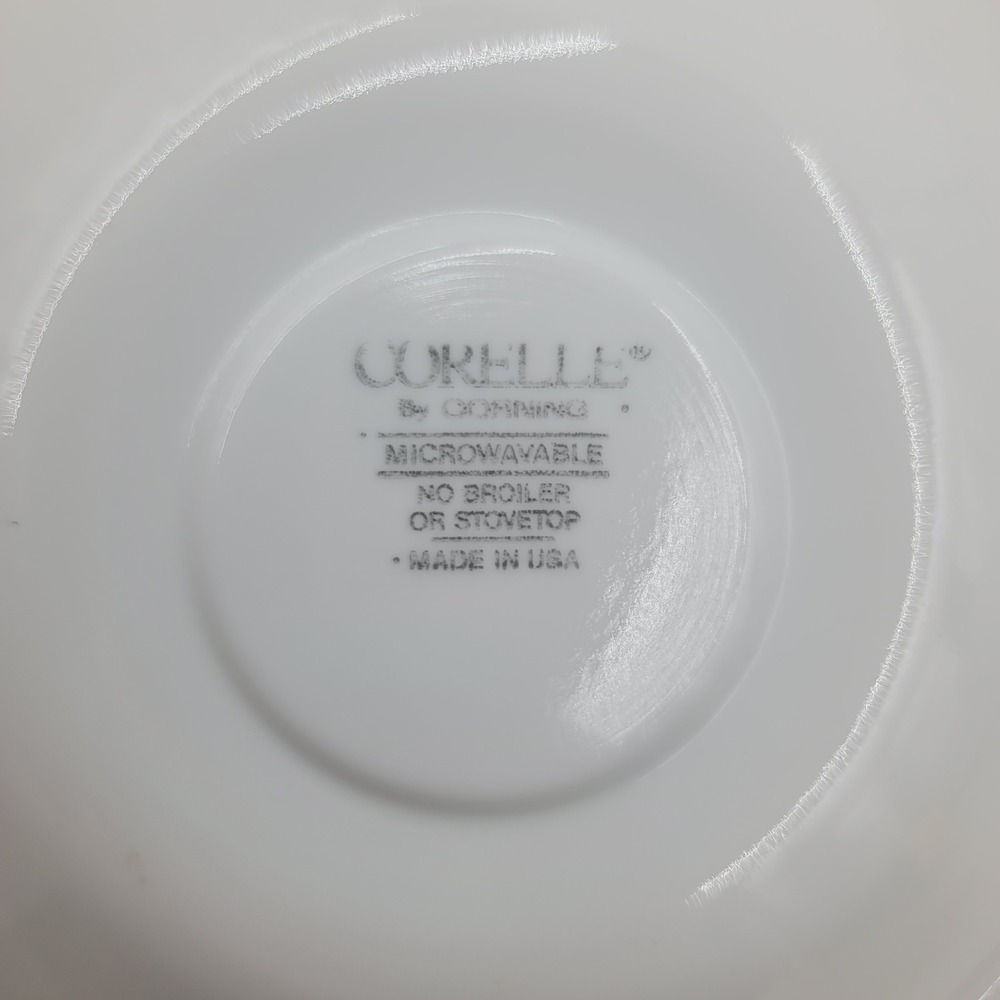8pc Corelle Celestial Blue Swirl Saucers Blue Rim White Vitrelle 6.25 Inch USA - Picture 4 of 5